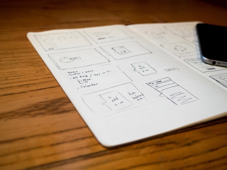 Wireframe sketch of a mobile app